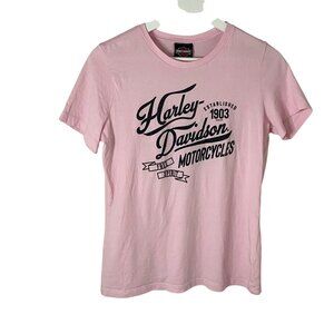 Harley Davison‎ Pink Tee Shirt Sz S-M Classic Retro Casual Streetwear